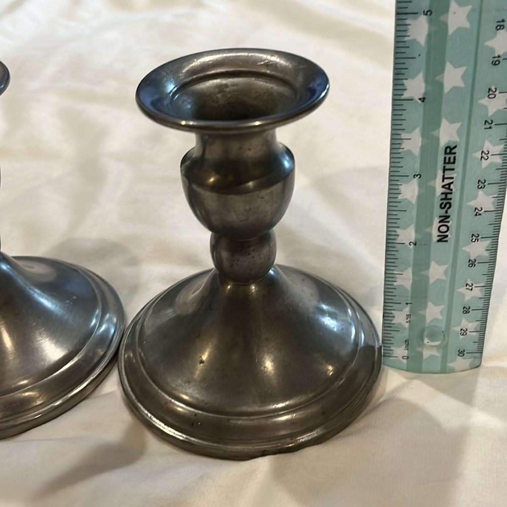 Pair of Vintage Web Pewter weighted 4 1/2 inch tall candlestick holders - Picture 8 of 8